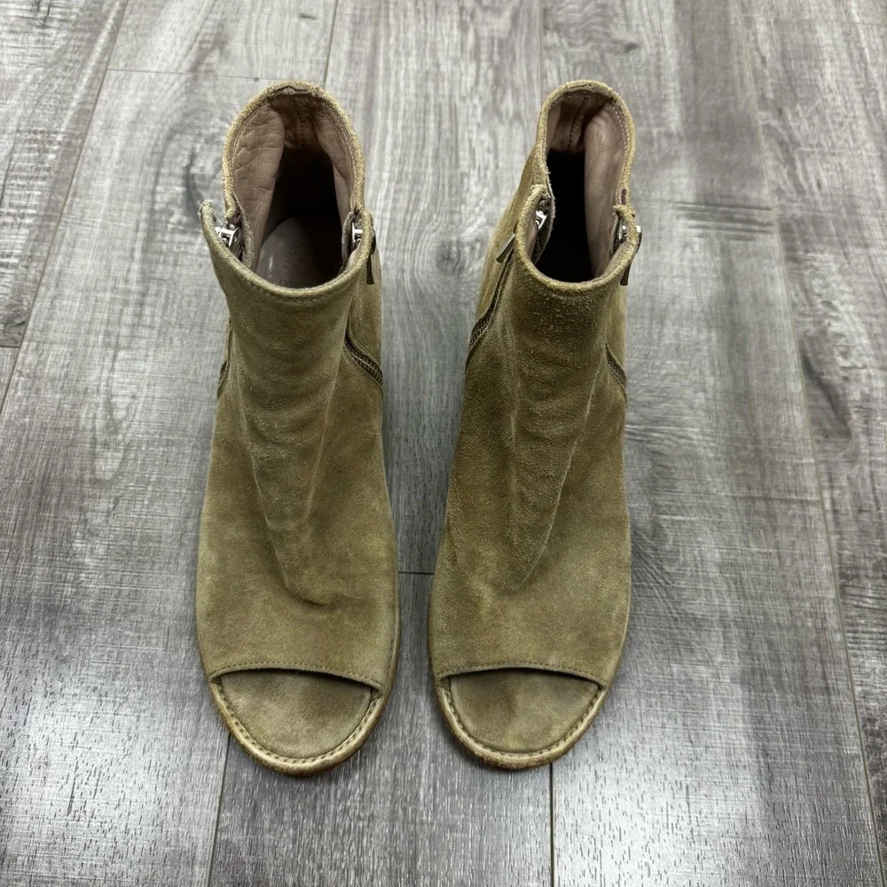Officine Creative Beige Suede Peep Toe Boots Size 40 1/2 (10.5)
